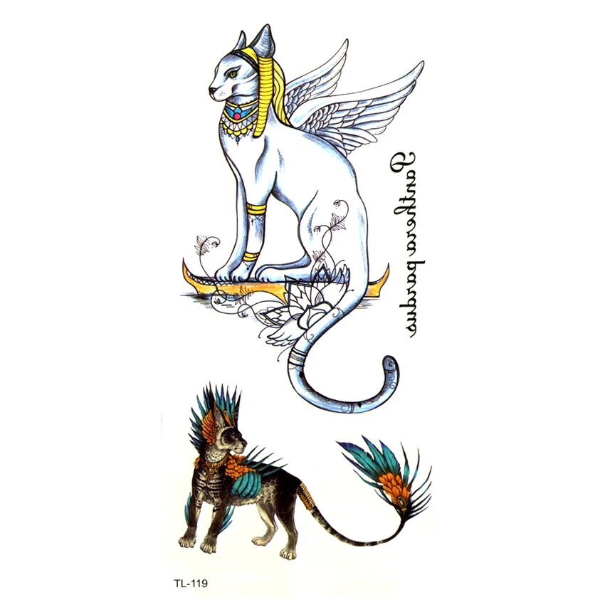 Greek Undead Cat God Waterproof Temporary Tattoos Men Tatuagem Henna