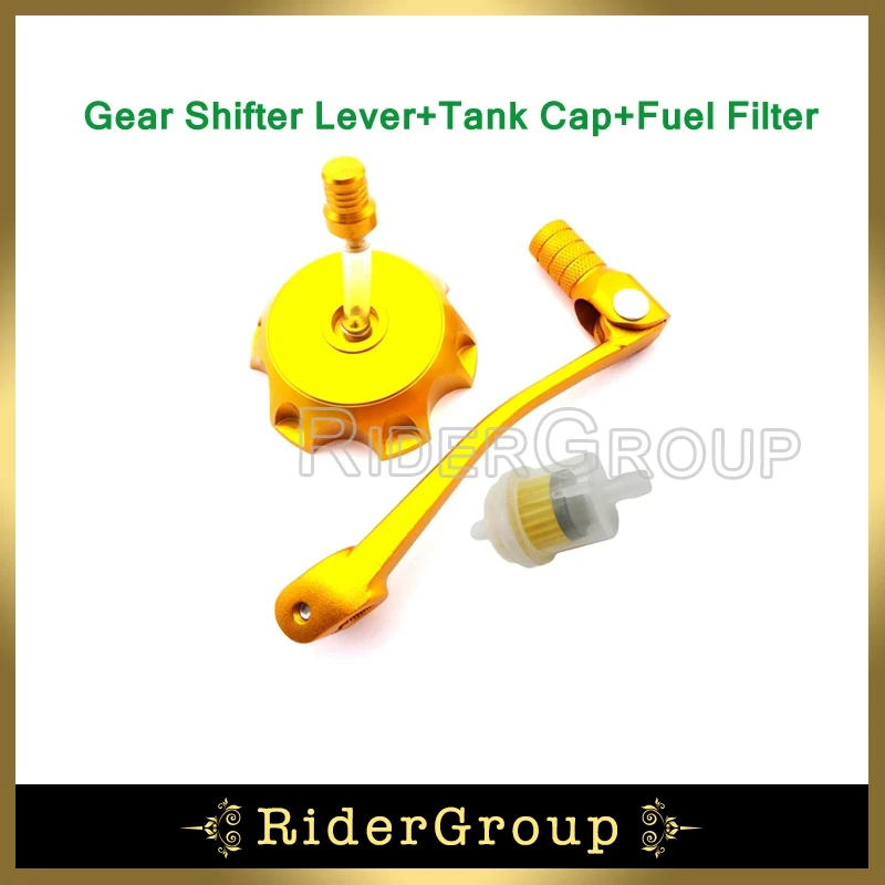 Blue Gear Shifter Lever Fuel Tank Cap Cover For 90 110 125 150 cc Pit Dirt Bike 