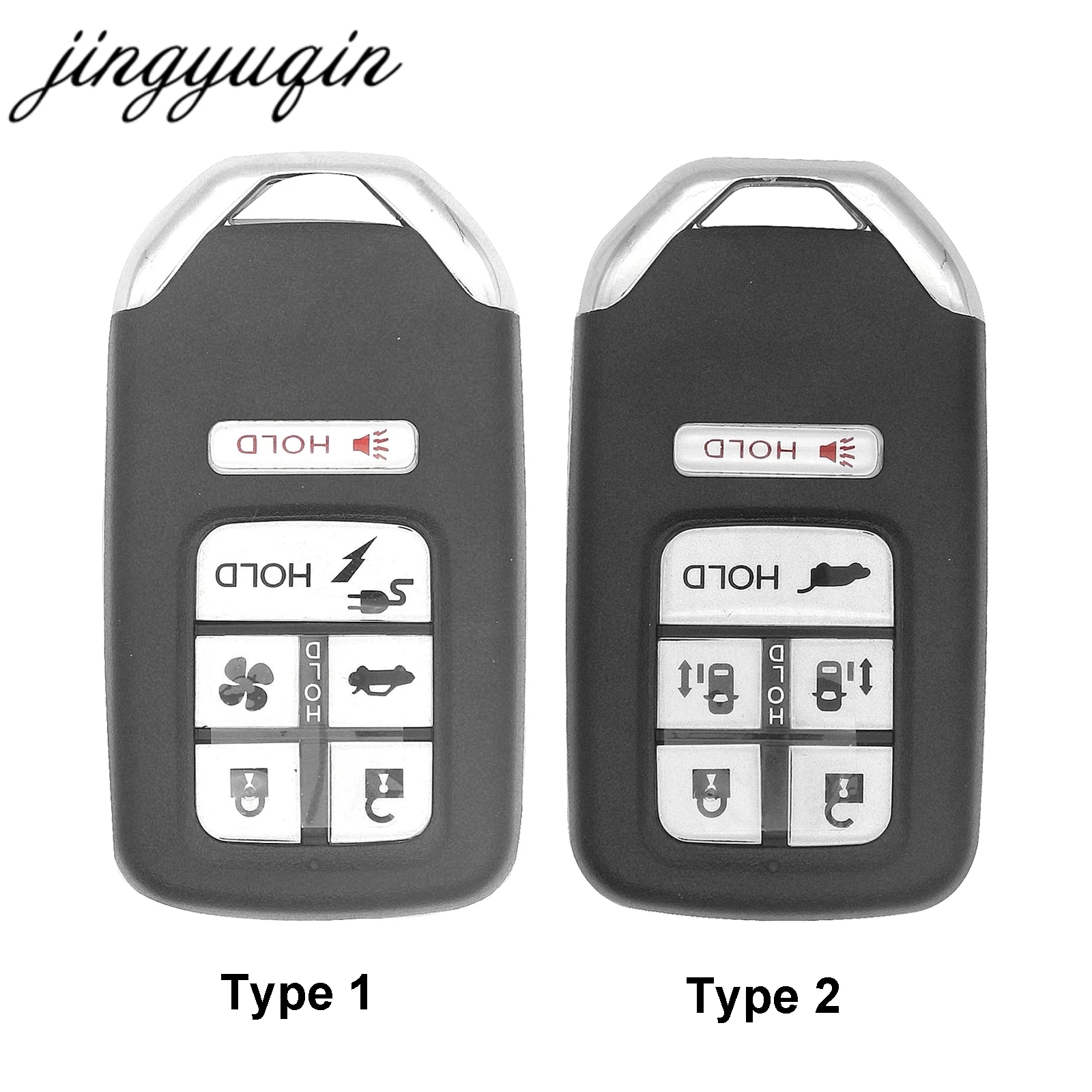 

jingyuqin 6 Button Key Fob Shell Case for Honda Odyssey EXL Civic Accord Cr-v Pilot CRV 2014-2018 Smart Remote Keyless Fob