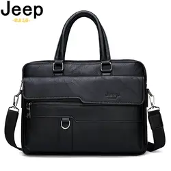 Jeep buluo мужская деловая сумка новая горячая большая емкость кожаный портфель сумки для мужчин 14 дюймов ноутбук Рабочая Дорожная Сумка Черный
