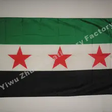 Сирии Сирии флаг три Красная звезда 150X90 см(3x5FT) 100D полиэстер двойной прошитой Высокое качество баннер Ensign