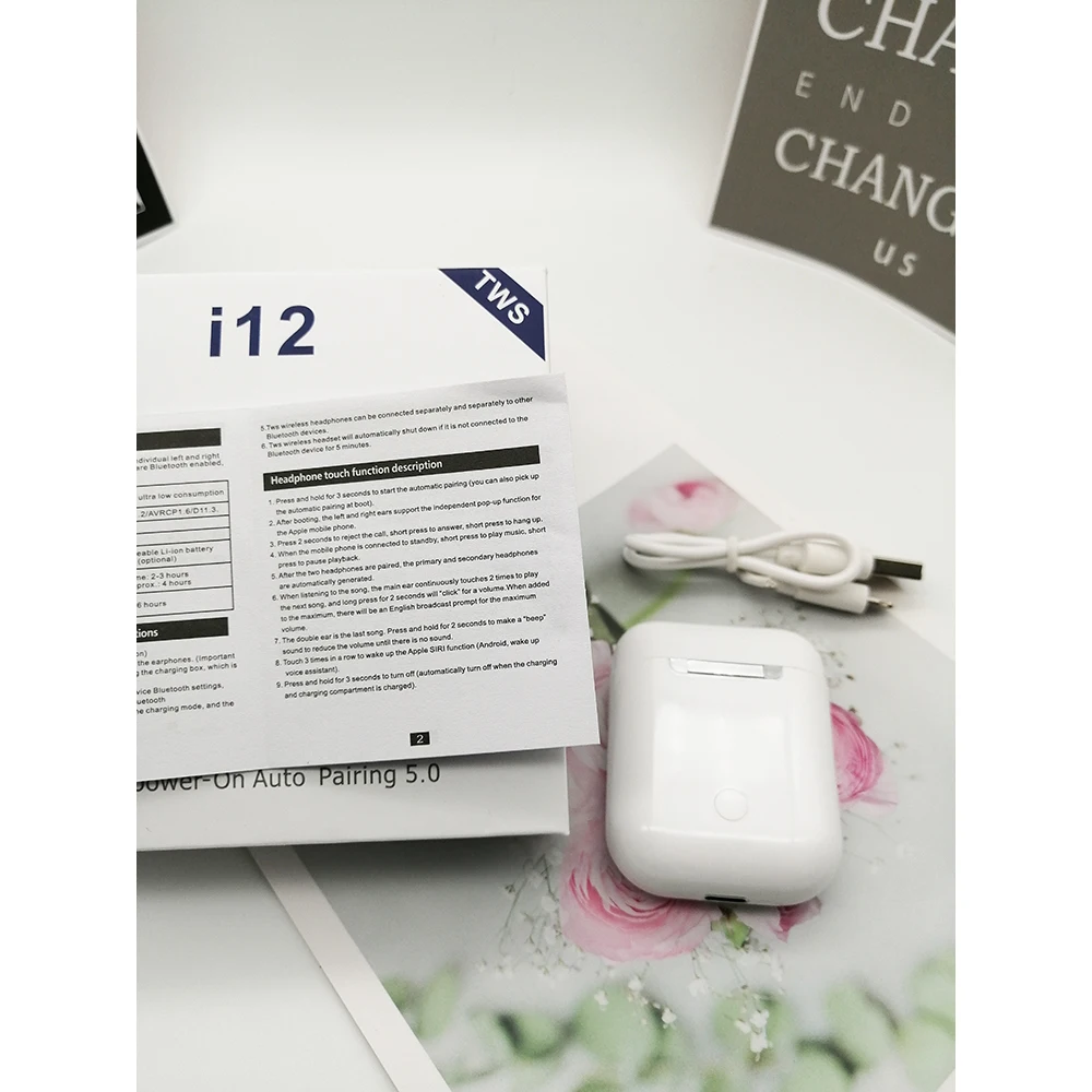 

I12 TWS Bluetooth Headsets music Earbuds Wireless Earphone Touch Control Headphones For Original iphone and Android Cell Phone