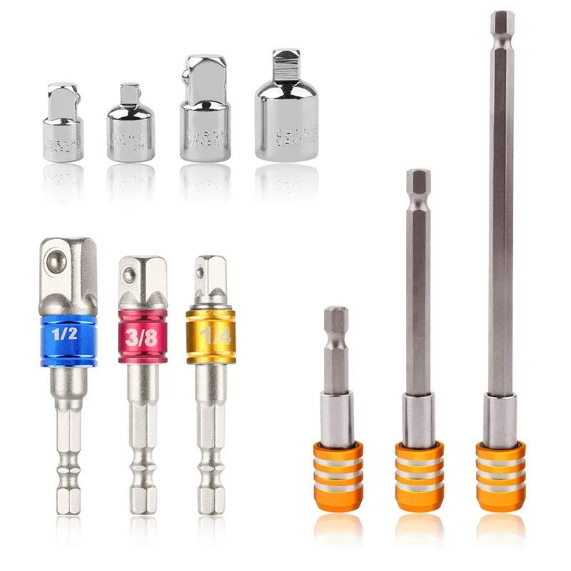 

Impact Adapter And Reducer Set Extension Set With 1/4 inch Hex Shank 60Mm/100Mm/150Mm Magnetic Screwdriver Bit Holder