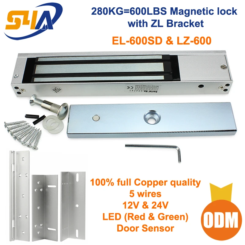 

Shenzhen manufacturer 280KG Magnetic Lock with LED and door sensor include ZL Bracket
