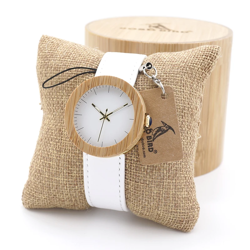 BOBO BIRD Women Watches Top Brand Design Wood Wristwatch for Womens Leather Band Ladies Gold Quartz clock in Wood box