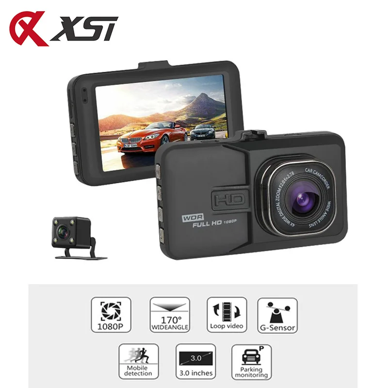 XST Full HD 1080P Автомобильный видеорегистратор 3,0 дюймов ips экран Автомобильная камера двойной объектив видеорегистратор ночное видение g-сенсор Регистратор