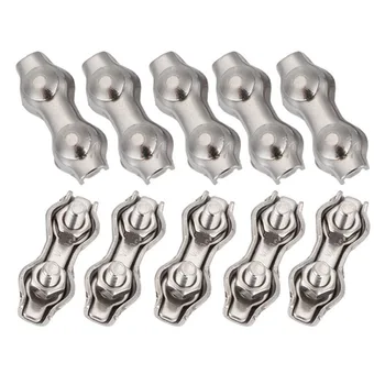 

10Pcs 304 Stianless Steel M3 Wire Rope Double Clips Clamps Buckle