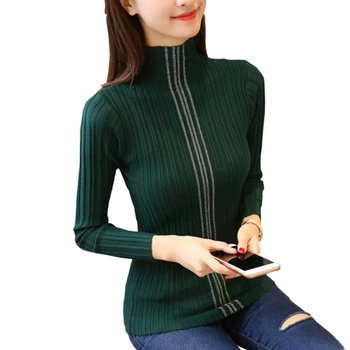 

Women Sweaters Pullovers 2017 Autumn Winter Sueter Mujer Turtleneck Solid Slim Sexy Elastic Tops Sweater For Women MA0016