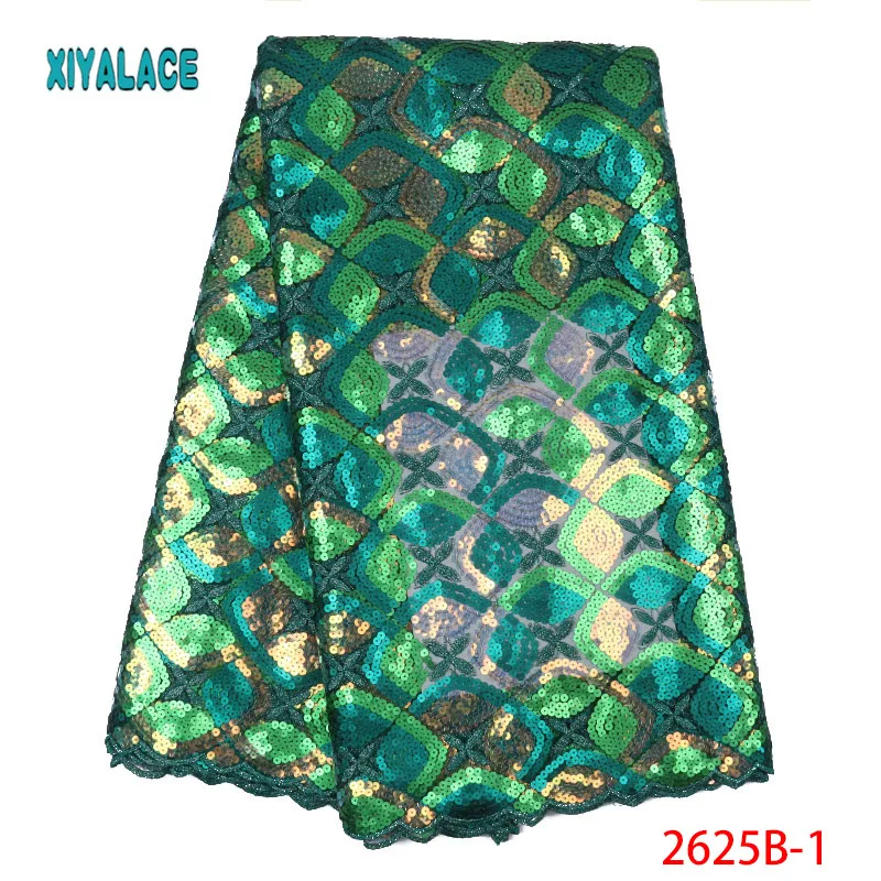 

African Lace Fabric 2019 Latest Nigerian high quality for Wedding Dress French Tulle Organza Sequins lace fabric YA2625B-1