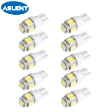 Buy Aslent 10PCS T10 Led Car Lights 5050 5smd Super White Red Yellow 194 168 w5w Led Parking Bulb Auto Wedge Clearance Read Lamp 12v Free Shipping