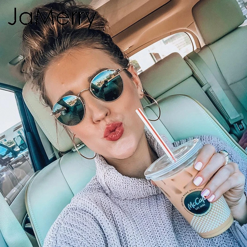 JaMerry Винтаж Модные солнцезащитные очки женские летнее пляжный отдых круглый