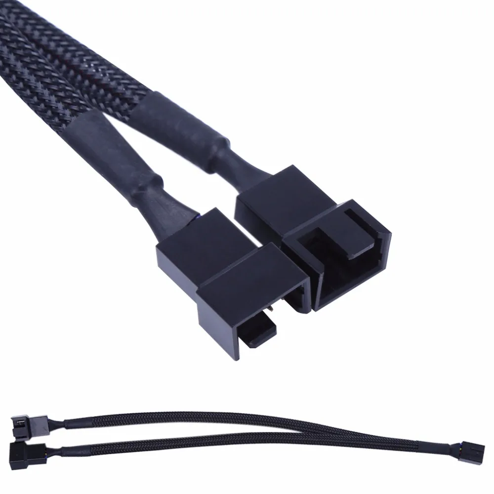 

1 To 2 Way Y-Splitter Sleeved 4-Pin PWM Connector Fan Extension Adapter Cable