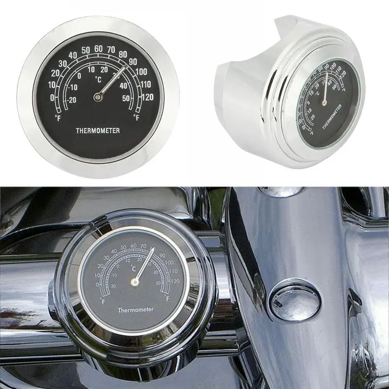 Universal Motorcycle Clock Chrome Housing Black Dial Weatherproof For