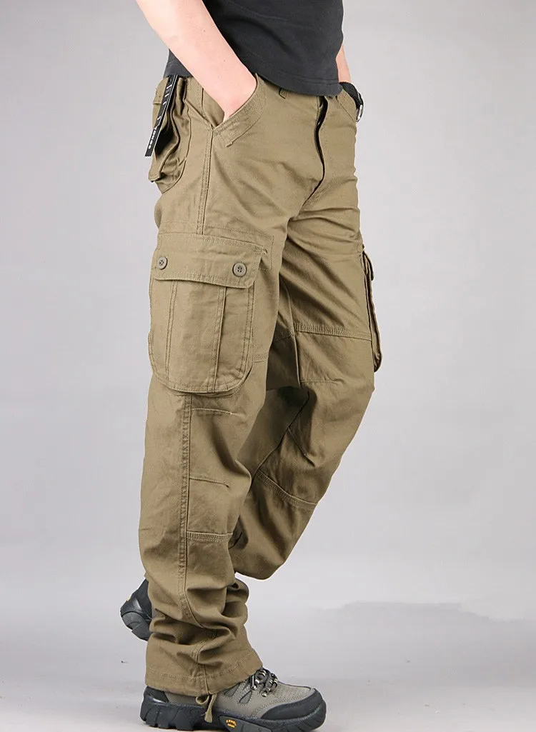 Men's Cargo Pants Mens Casual Multi Pockets Cargo Large size 44 Tactical Pants Men Outwear Army Straight slacks Long Trousers 4