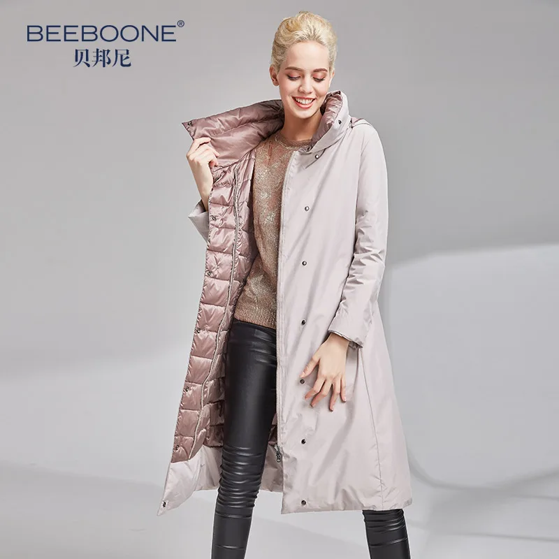 Женская ветровка BEEBOONE Длинная утепленная пуховая куртка в Корейском стиле Осень