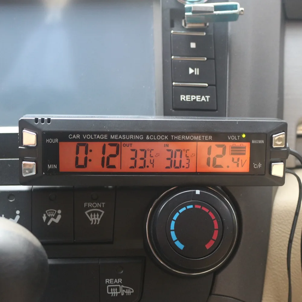 Termometro per auto interno esterno, display LCD digitale 12V