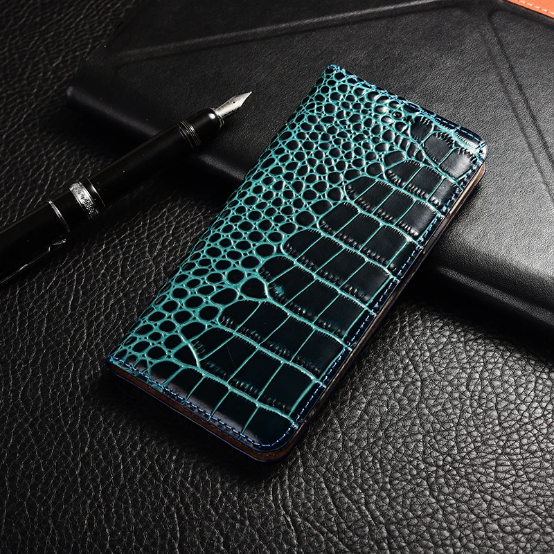

Crocodile Genuine leather phone Case For Xiaomi Mi Note Max Mix 2 2S 3 PocoPhone F1 Black Shark Flip Stand cover coque