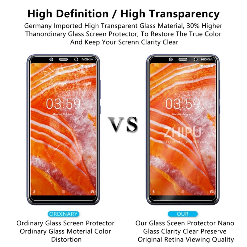 2 шт./партия закаленное стекло для Nokia 3,1 Plus защитное стекло 2.5D 9H закаленное стекло для Nokia 3,1 Plus защитная пленка