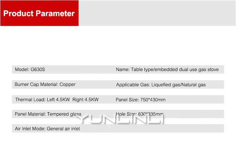 YUNLINLI газовая плита с двумя нагревательными элементами стол из закаленного стекла встроенный двойного назначения газа огонь плита G630S