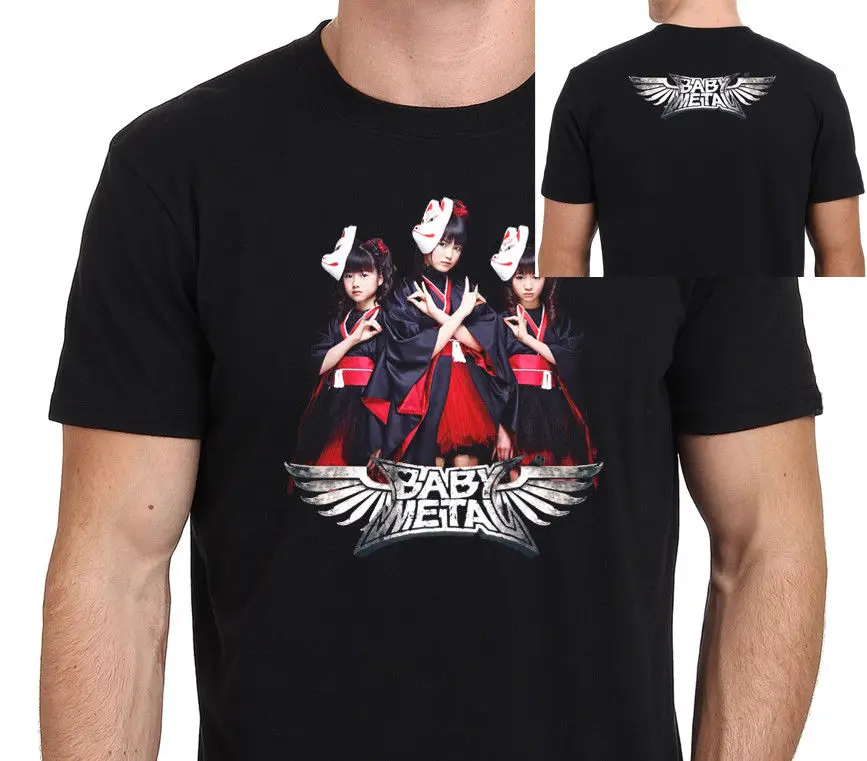Вокалистка babymetal Японии Band Metal Rock пользовательские Для мужчин черный футболка
