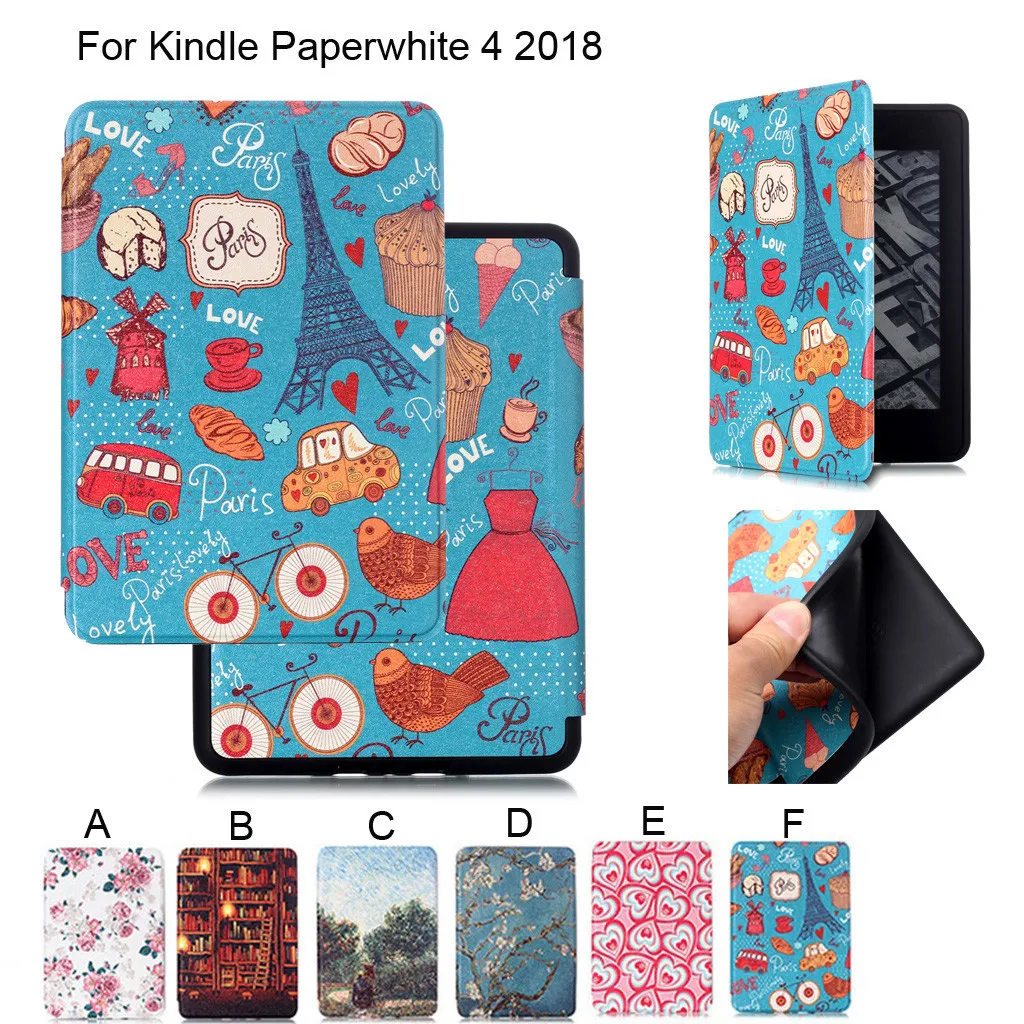 

Kindle 2018 case full body protection multicolor graffiti landscape pattern tablet protector shatter-resistant shock absorber