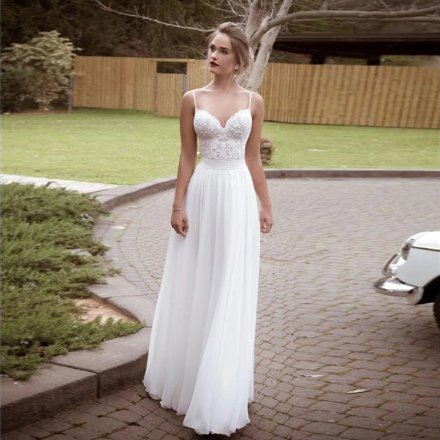 2016 Boho Beach Wedding Dresses Y Backless Spaghetti Lace Top 2016 Boho Beach Wedding Dresses Y Backless Spaghetti Lace Top Chiffon Gowns Vintage Long