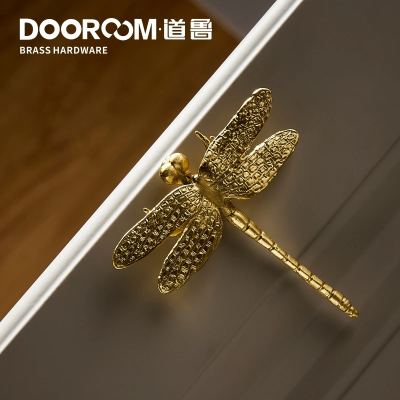 Декоративные ручки для мебели Dooroom латунные стрекозы скандинавские Ins золотого
