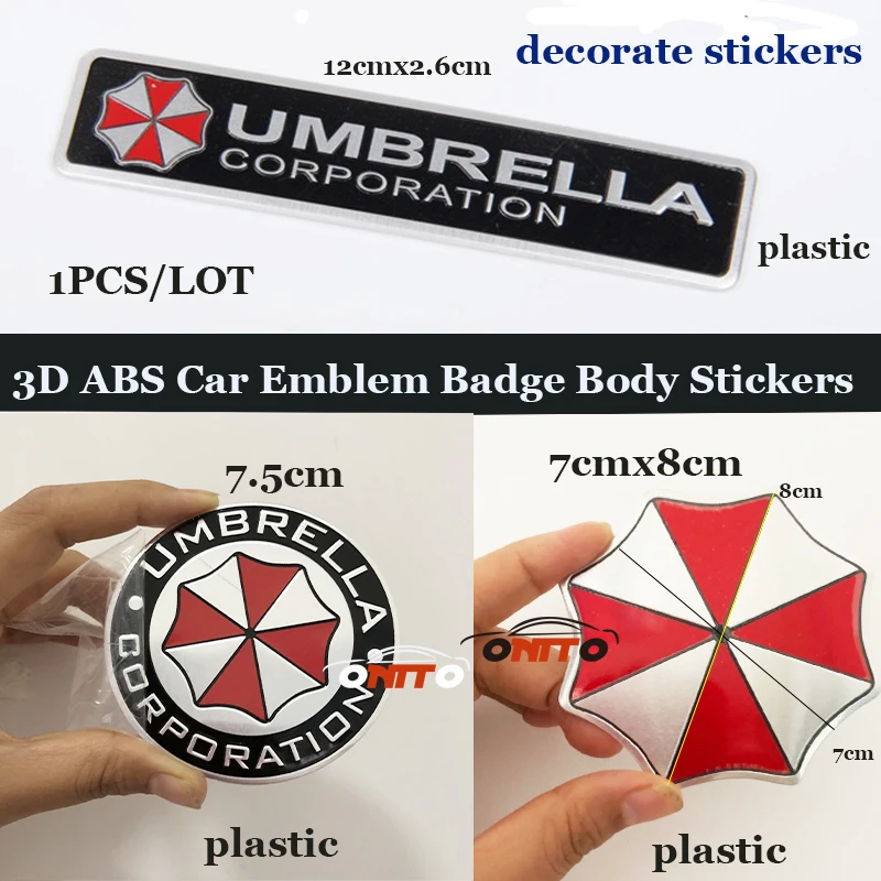 1pcs/lot Car accessories plastic decorative Auto emblem Motorcycle Decals body Stickers For Resident Evil UMBRELLA logo badge
