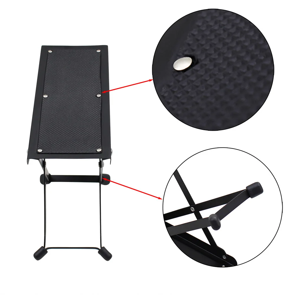 Guitar Pedal Folding Metal Guitar Footrest Stool Pedal Adjustable Height