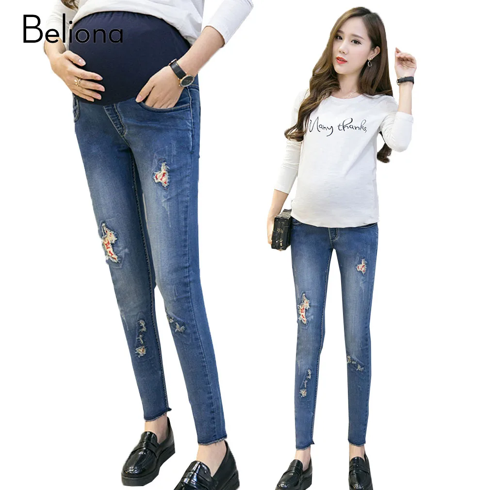 Maternity Clothing Maternity Holes Jeans 2017 Spring