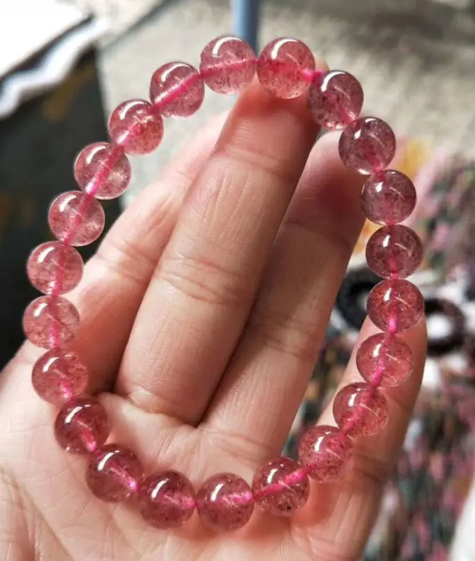 

Free Shipping AAA 100%Natural 10-16mm Round Strawberry crystal Bead Bracelet