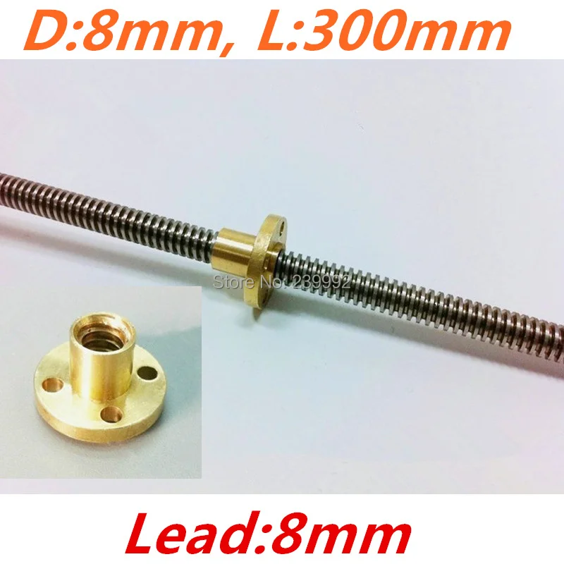 

RepRap 3D Printer THSL-300-8D Lead Screw Dia 8MM Thread 8mm Length 300mm with Copper Nut Free Shipping Dropshipping
