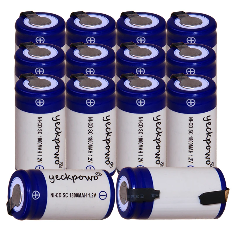 

yeckpowo 14 pieces SC battery 1,2v batteries nicd rechargeable for power tools 1800mAh for drill screwdriver real capacity