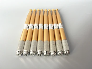 

2PCS Manual tattoo pen permanent makeup eyebrow machine microblading needles pen yellow colors