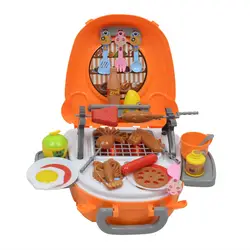 Дети Кухня игрушечное барбекю Притворись играют дети игрушки для игрушечной кухни набор чемодан образовательные открытый для барбекю