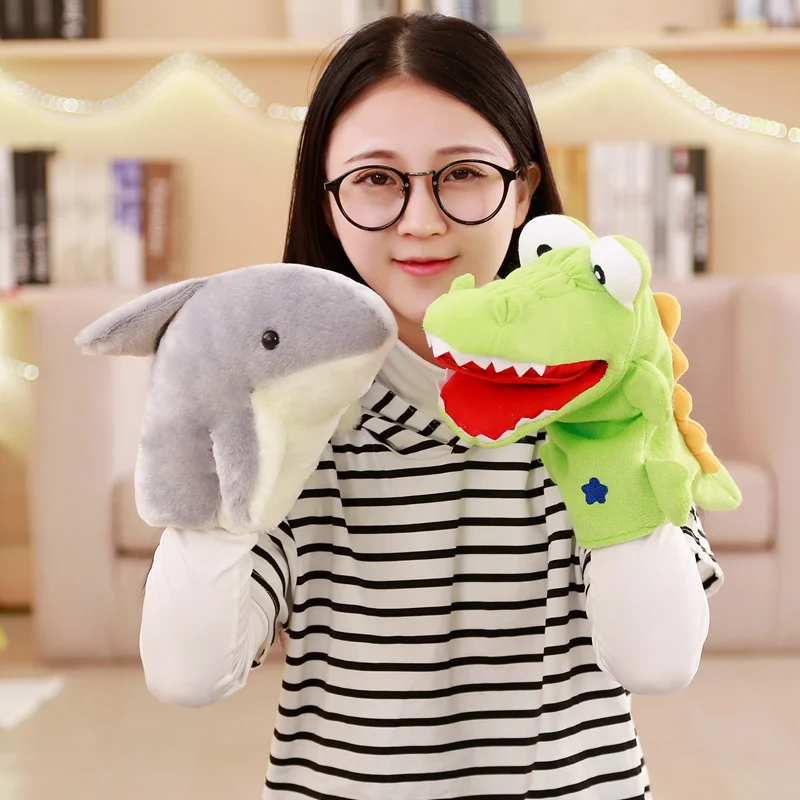 Плюшевая кукла ворона пальчиковая забавная школьная ручная игрушка крокодил