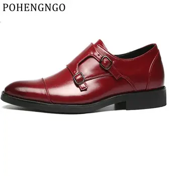 

2019 Men Business Dress Shoes Italian Design Double Monk Strap Weddings Party Shoes Elegant Men's Office Oxford Loafers