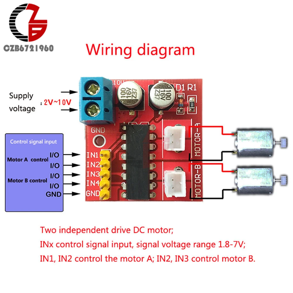Комплект 2.5A Двухканальный драйвер двигателя постоянного тока мини модуль за пределами L298N ШИМ контроль скорости