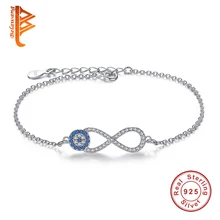 Мода 925 браслеты стерлингового серебра кубического циркония Lucky Eye& Infinity талисманы браслет цепочка для женщин ювелирные изделия