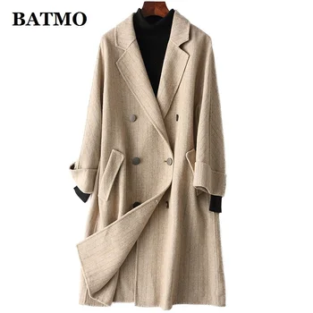 

Batmo 2019 new arrival spring double side wool casual trench coat women,women's winter long parka HQ18-YYC8333C