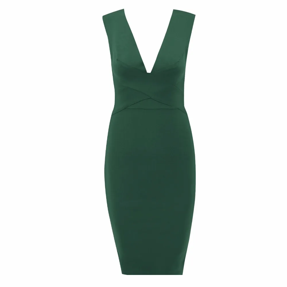 Sexy Bandage Dresses Wine Red Orange Green Party Night Club Wear New Arrival V-Neck Women Bodycon Dress Fashion Free Shipping