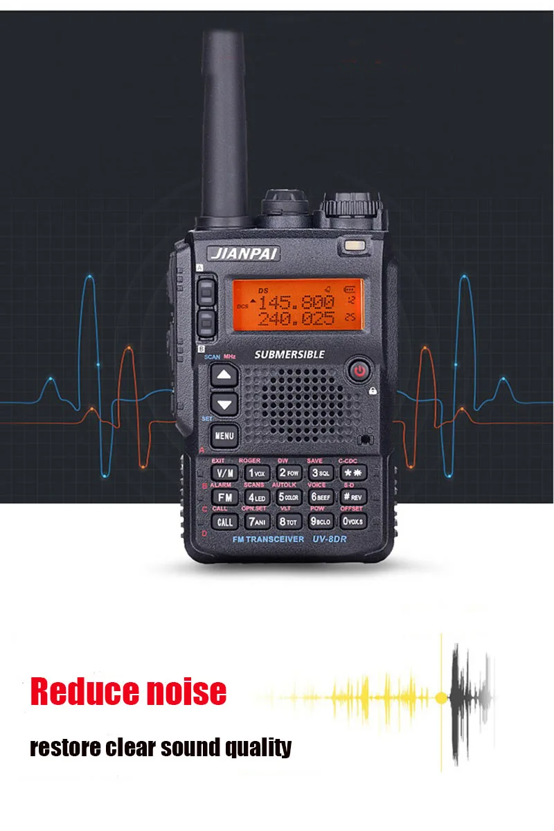 UV-8DR портативная рация радиолюбителей 128 каналов Dual Band 136-174/400-520 мГц длинные расстояние 10 км UV8R двухстороннее радио