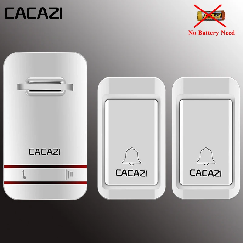 CACAZI Wireless Doorbell Self-Powered Waterproof LED Light No Battery Home Cordless Bell US EU UK Plug 1 2 Button 1 2 3 Receiver CACAZI Wireless Doorbell Self-Powered Waterproof LED Light No Battery Home Cordless Bell US EU UK Plug 1 2 Button 1 2 3 Receiver