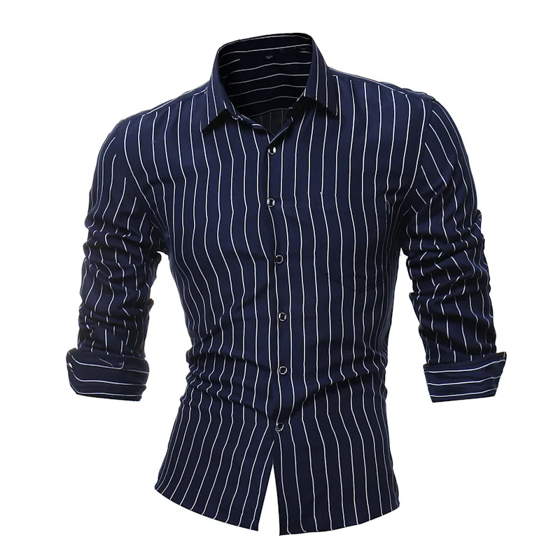 Классическая мужская рубашка в полоску, модная Повседневная рубашка с длинными рукавами, мужская повседневная рубашка, лидер продаж