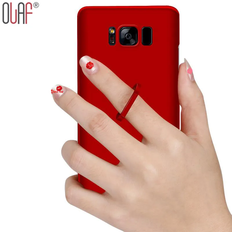 Olaf New Plastic PC Ultra Slim Kickstand Mobile Phone Case For iPhone Samsung Galaxy S8 Plus Matel Finger Ring Holder Cover | Мобильные