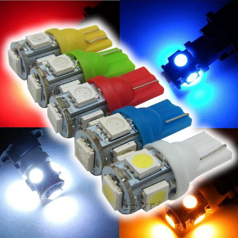500 шт. T10 клиновидная 5SMD 5050 ксеноновые светодиодные лампы 192 168 194 W5W 2825 158 белая