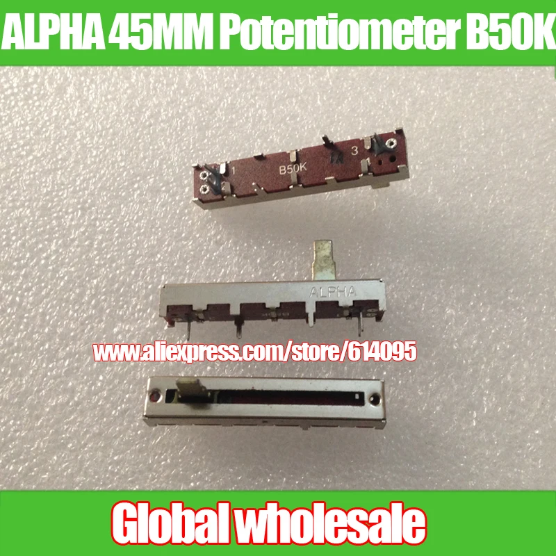 

3pcs ALPHA 45MM Mixer Straight Slide Potentiometer B50K / Mono Fader with Midpoint Iron Shank Length 10MMC
