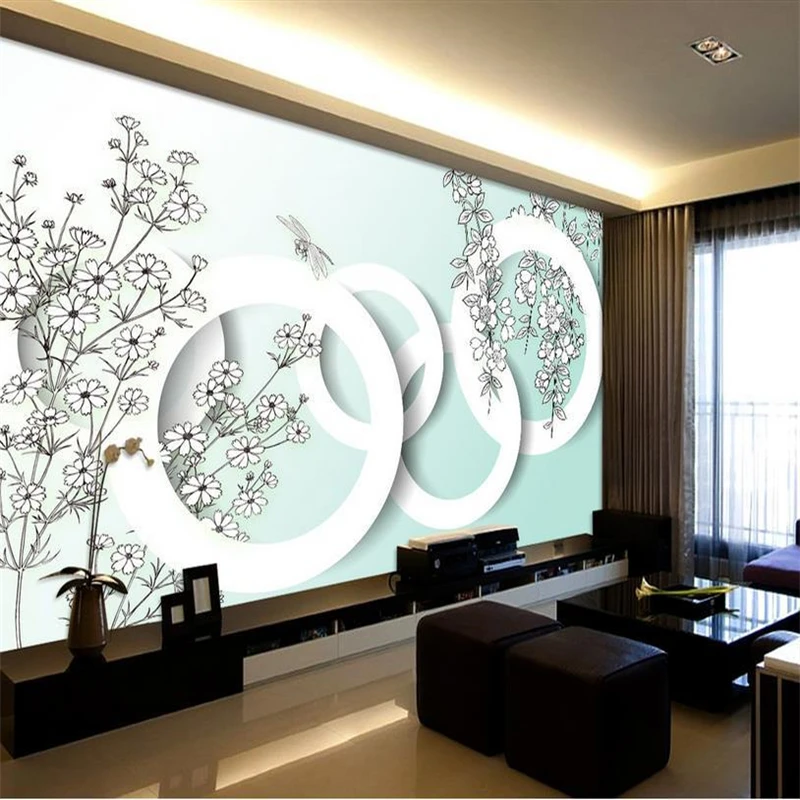 beibehang Custom wallpaper 3d stereoscopic model brief circle murals TV backdrop living room bedroom papel de parede brief an den vater