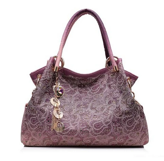 

Hollow Out Ombre Handbag Floral Print Shoulder Bags Ladies Pu Leather Tote Women Handbag fashion printing Flowers Bag B059#