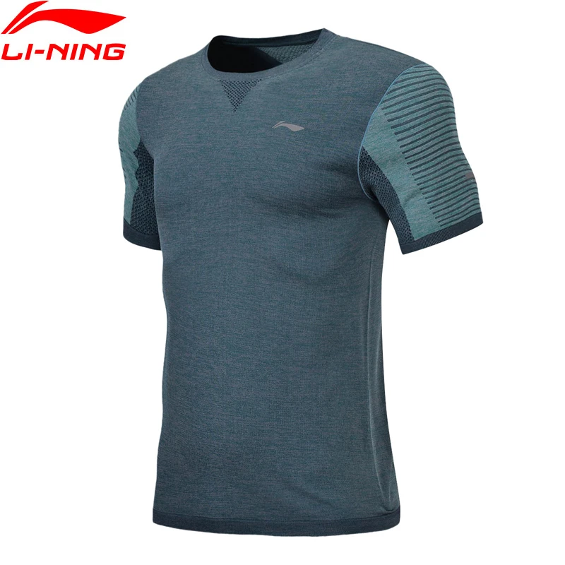 

Li-Ning Men Running T-Shirt Slim Fit Breathable Reflective Nylon Polyester LiNing Seamless Sports Tee Tops ATSN011 CJFM18